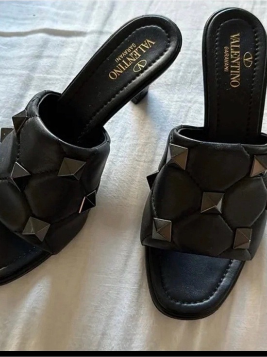 Valentino Garavani Shoes - Valentino Garavani Black Quilted Stud Slide  sandal/Mules